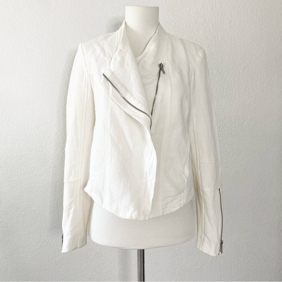 Blank NYC Jackets & Blazers - Blank NYC Off-White Moto Asymmetrical Zip Jacket